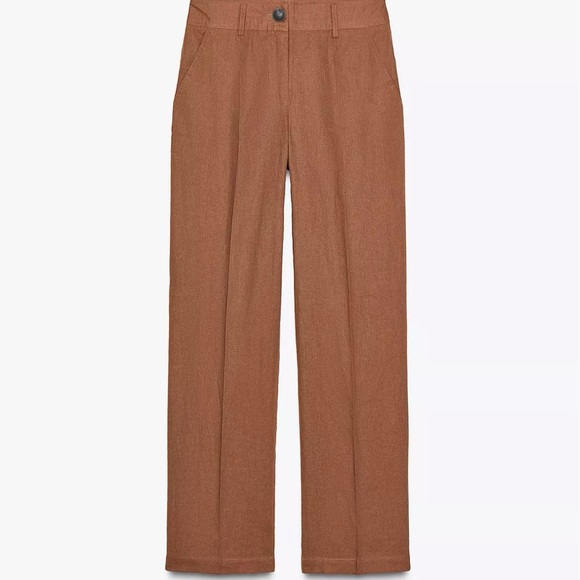 Zara Elegant Brown Women's Linen Pant Set - Picture 4 of 12
